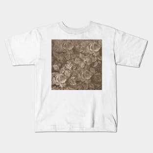 Brown Rose Pattern Kids T-Shirt